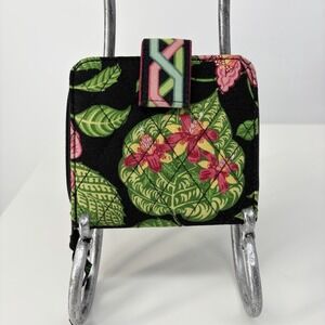 Vera Bradley Zip Wallet Botanica Black Pink Floral Snap Close Zip Around